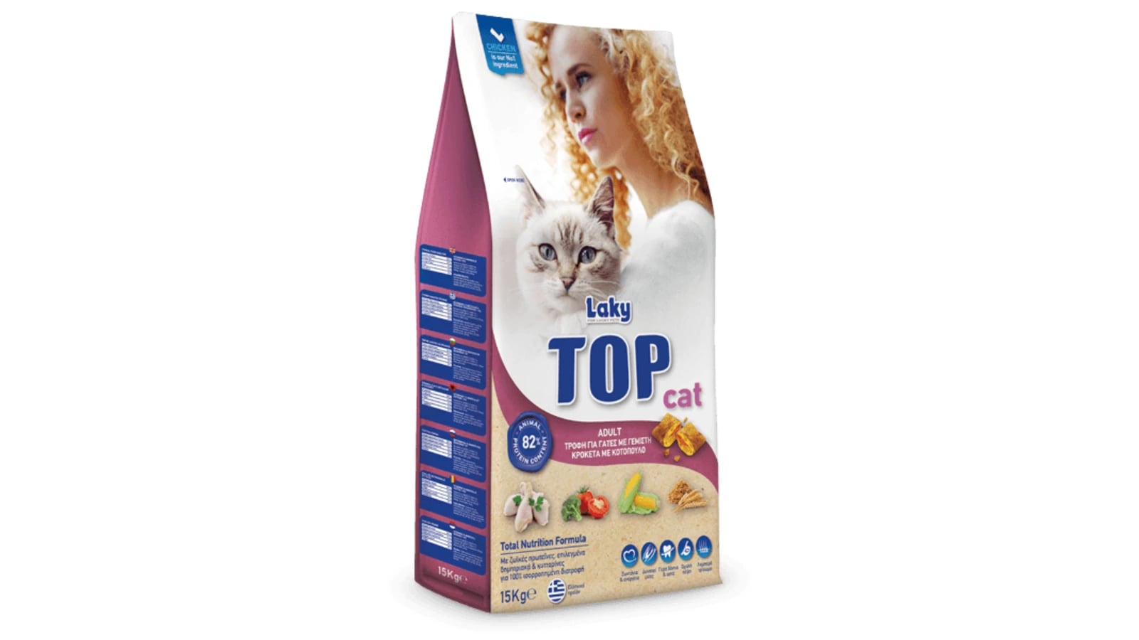 Laky Top Cat Ξηρά Τροφή για Ενήλικες Γάτες με Κοτόπουλο 15kg