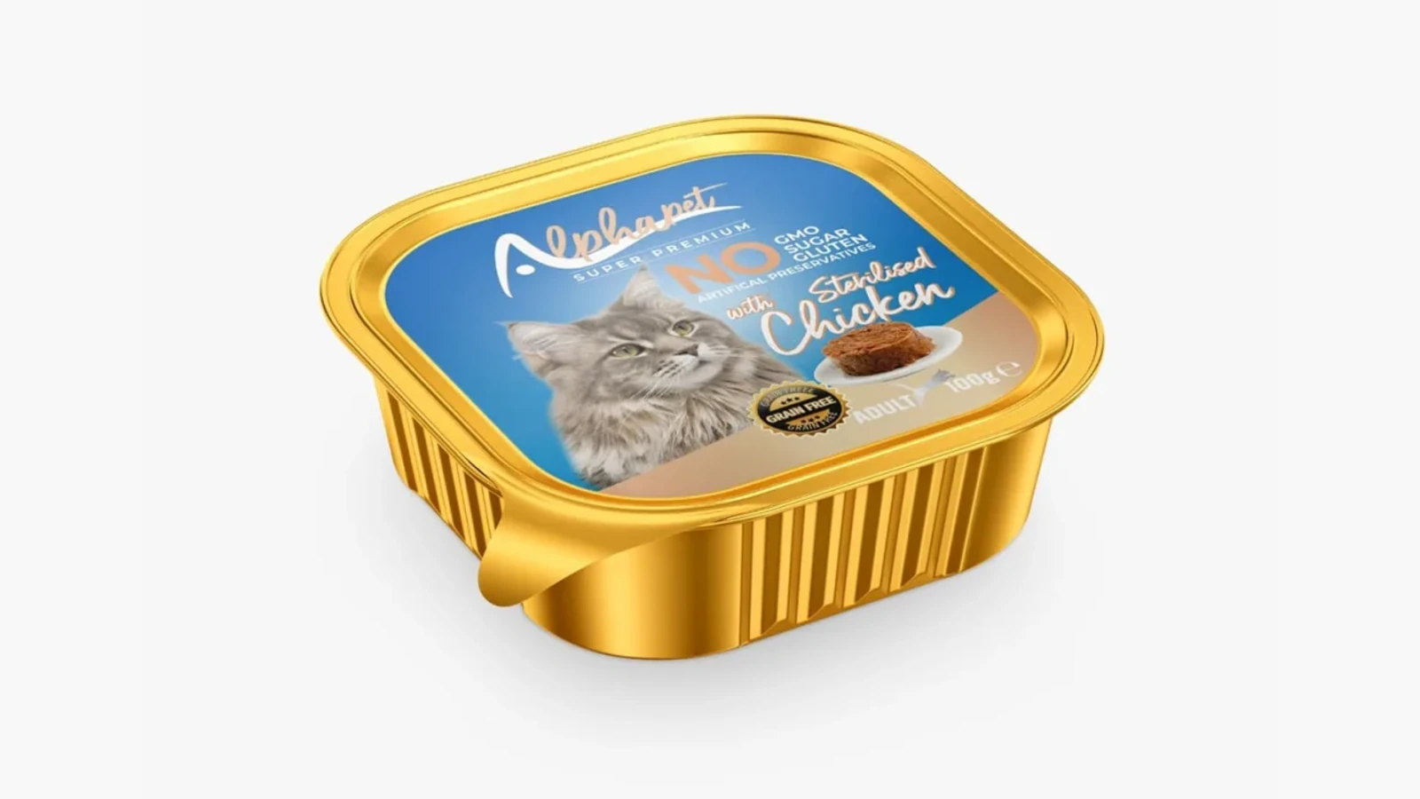 Alphapet Super Premium Πατέ για Στειρωμένες Γάτες με Κοτόπουλο σε Τασάκι 100g