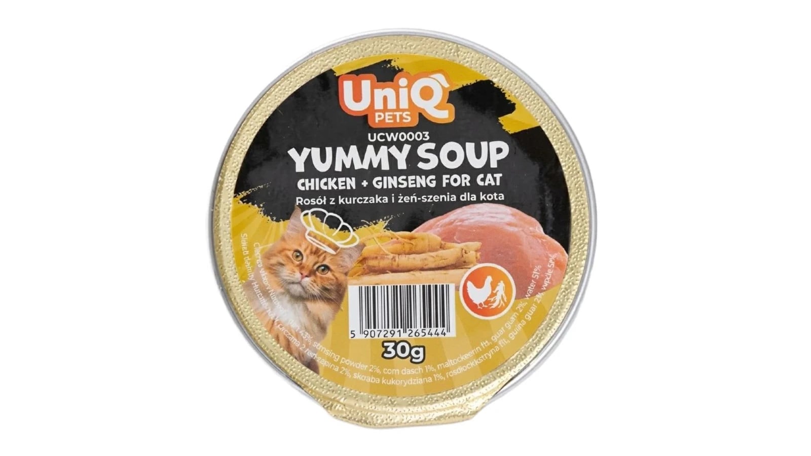 Uniq Yummy Soup για Γάτες με Κοτόπουλο και Ginseng σε Τασάκι 30g
