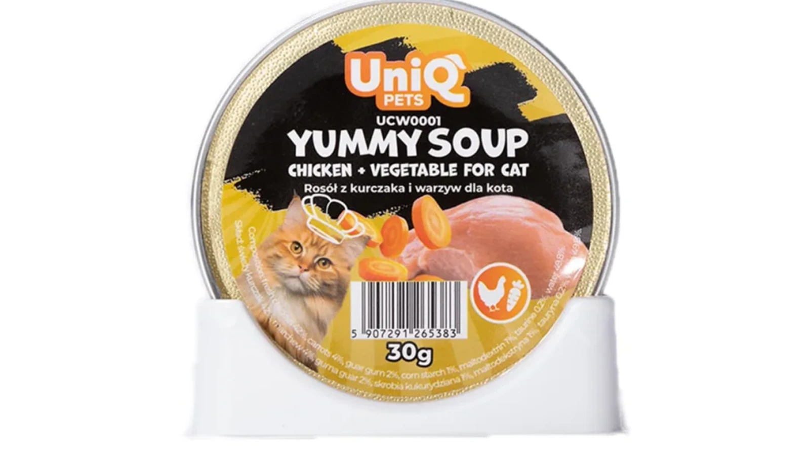 Uniq Yummy Soup για Γάτες με Κοτόπουλο και Λαχανικά σε Τασάκι 30g