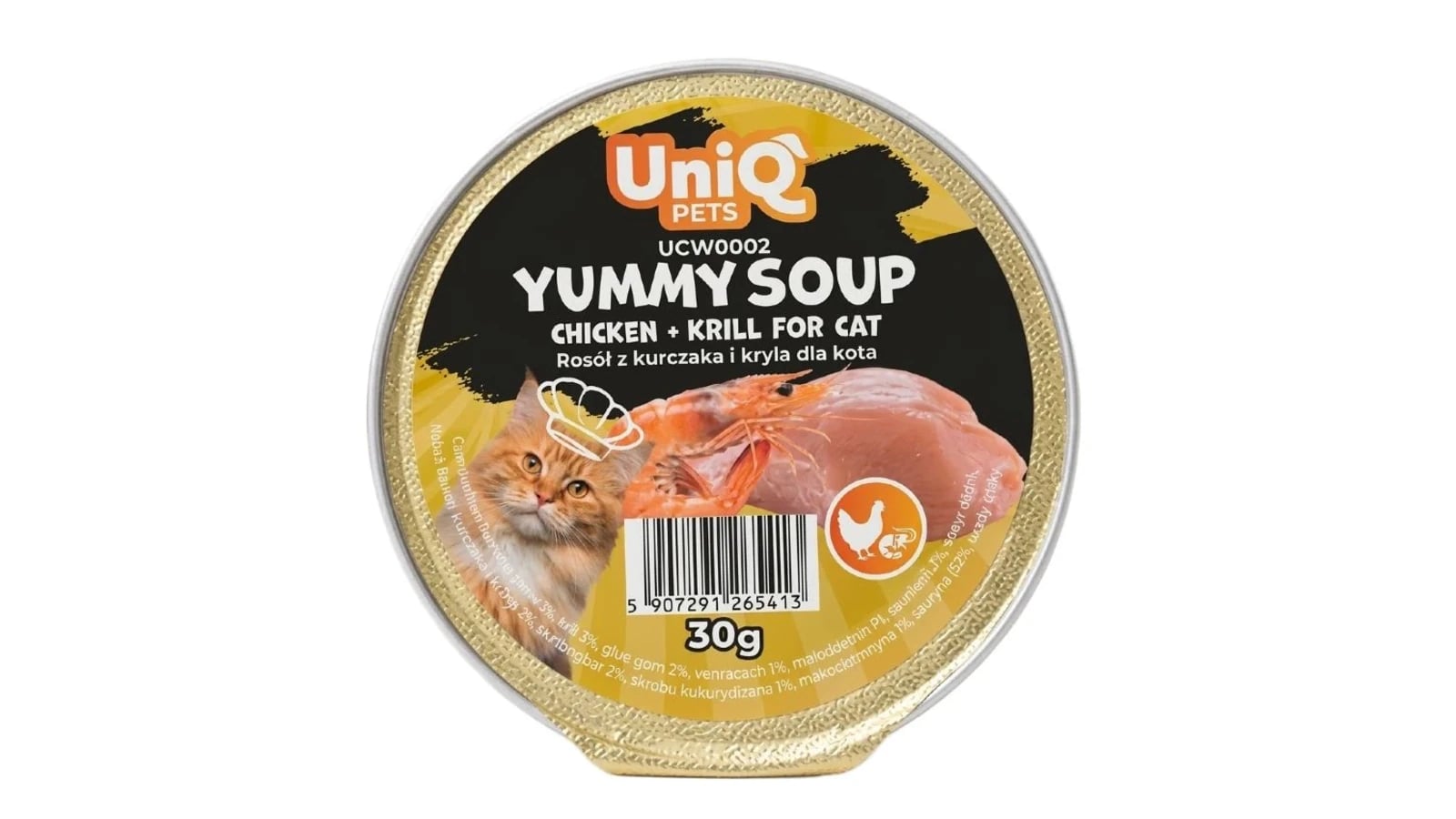 Uniq Yummy Soup για Γάτες με Κοτόπουλο και Κριλ (Είδος Γαρίδας) 30g