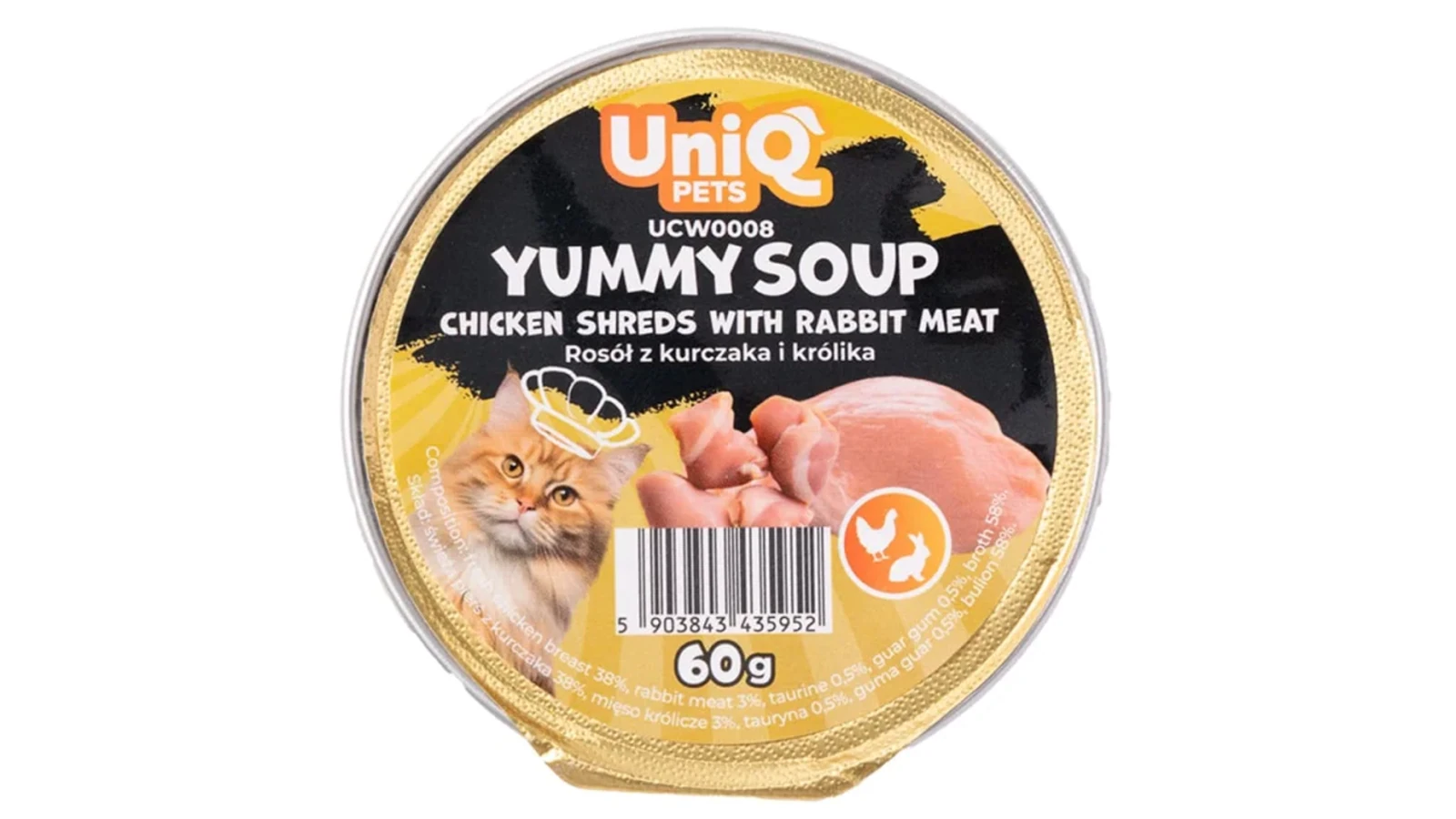 Uniq Yummy Soup για Γάτες με Κοτόπουλο και Κουνέλι σε Τασάκι 60g