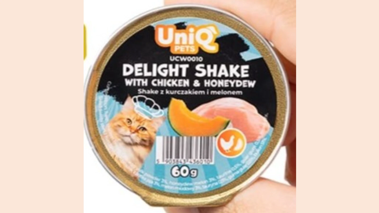 Uniq Delight Shake για Γάτες με Κοτόπουλο και Πεπόνι σε Τασάκι 60g