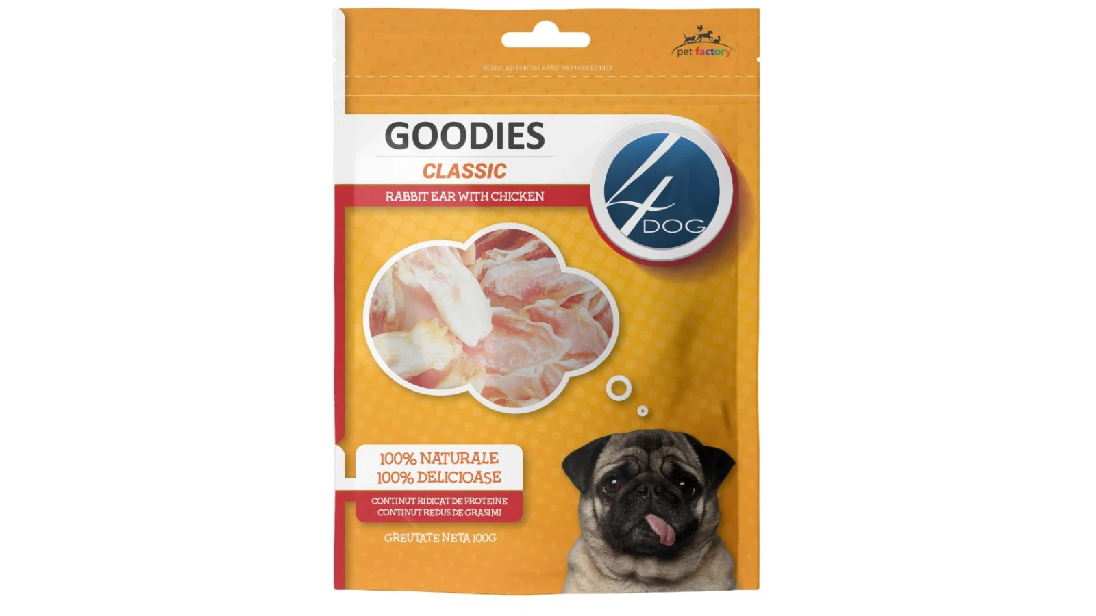 4DOG Goodies Classic Αυτιά Κουνελιού με Κοτόπουλο 100g