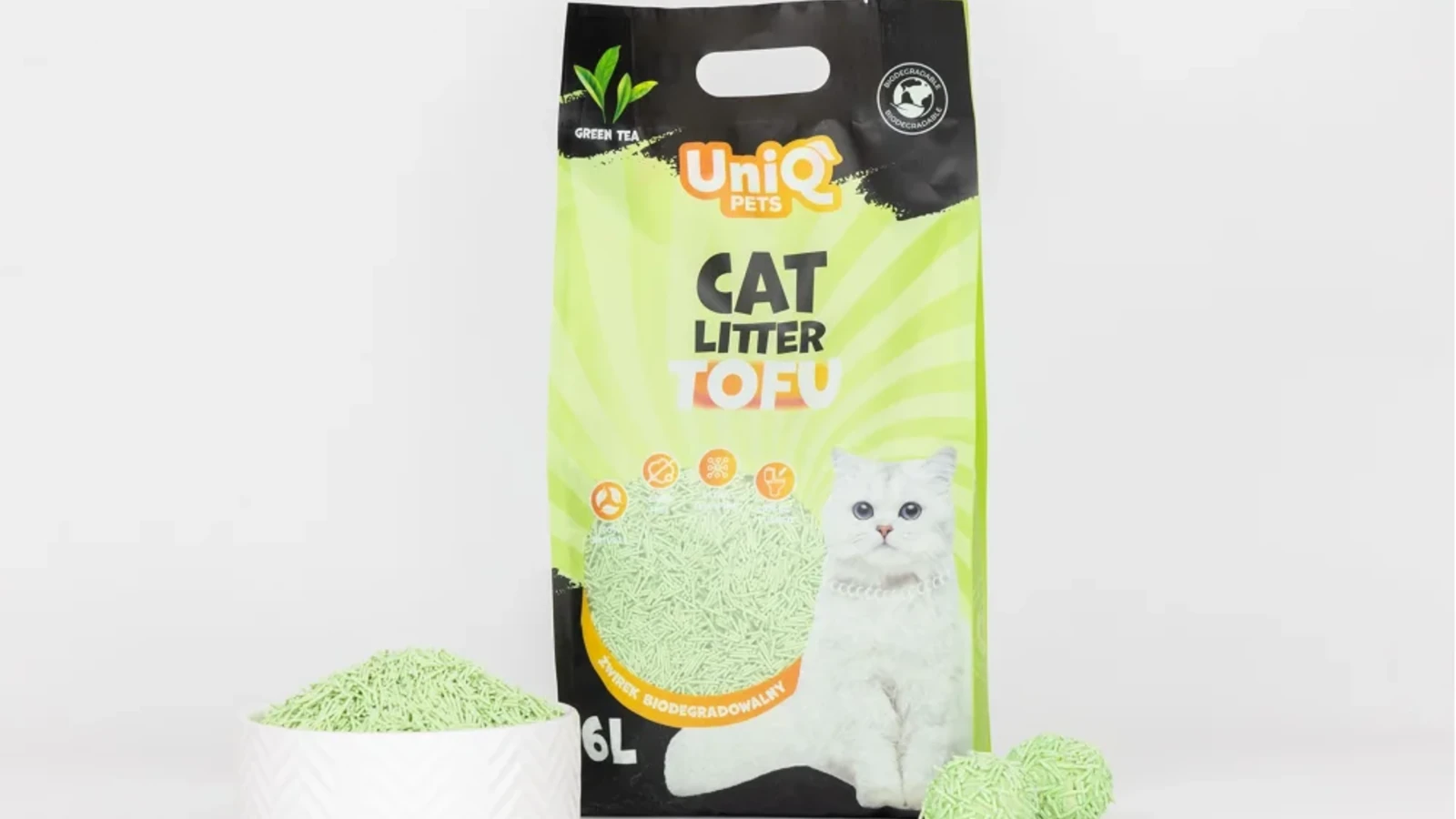 Uniq Βιοδιασπώμενο τόφου 6Lt Άμμος Γάτας GREEN TEA