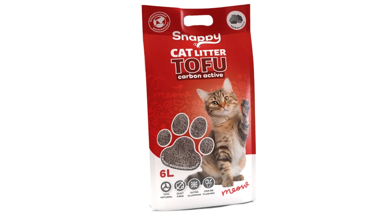 Snappy Βιοδιασπώμενο τόφου 6Lt Άμμος Γάτας ACTIVE CARBON