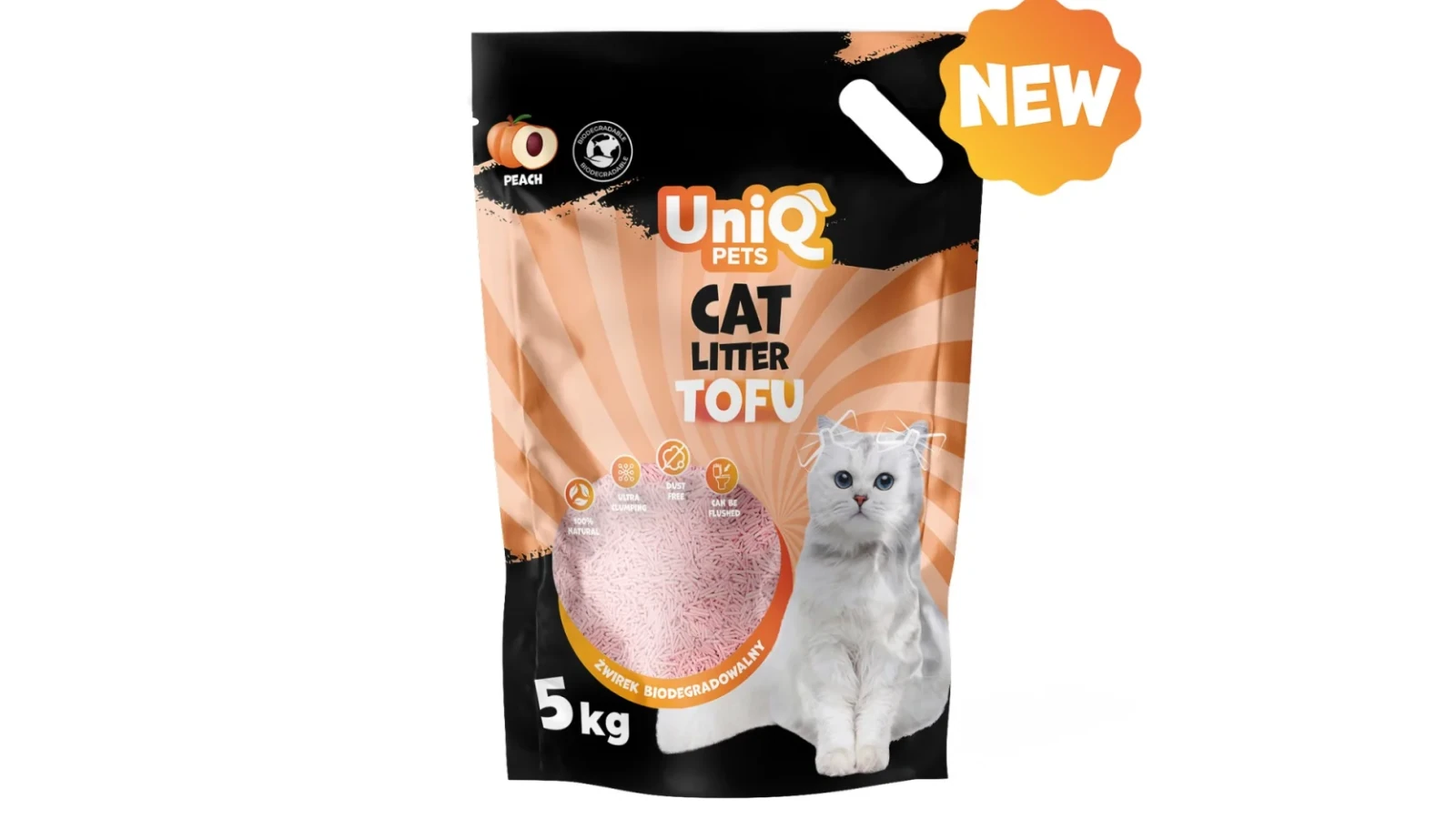 Uniq Pets Βιοδιασπώμενο Τόφου 12 Lt Άμμος Γάτας Ροδάκινο